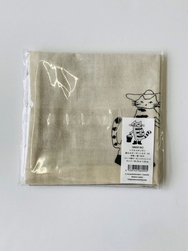 トラネコボンボン　釜もみガーゼハンカチＡ