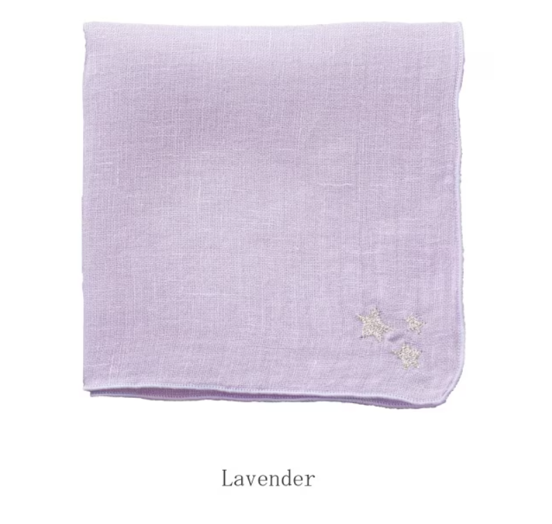 ハグ オー ワー ホーム＆ガーデン　星型刺繍のリネンボイルハンカチ