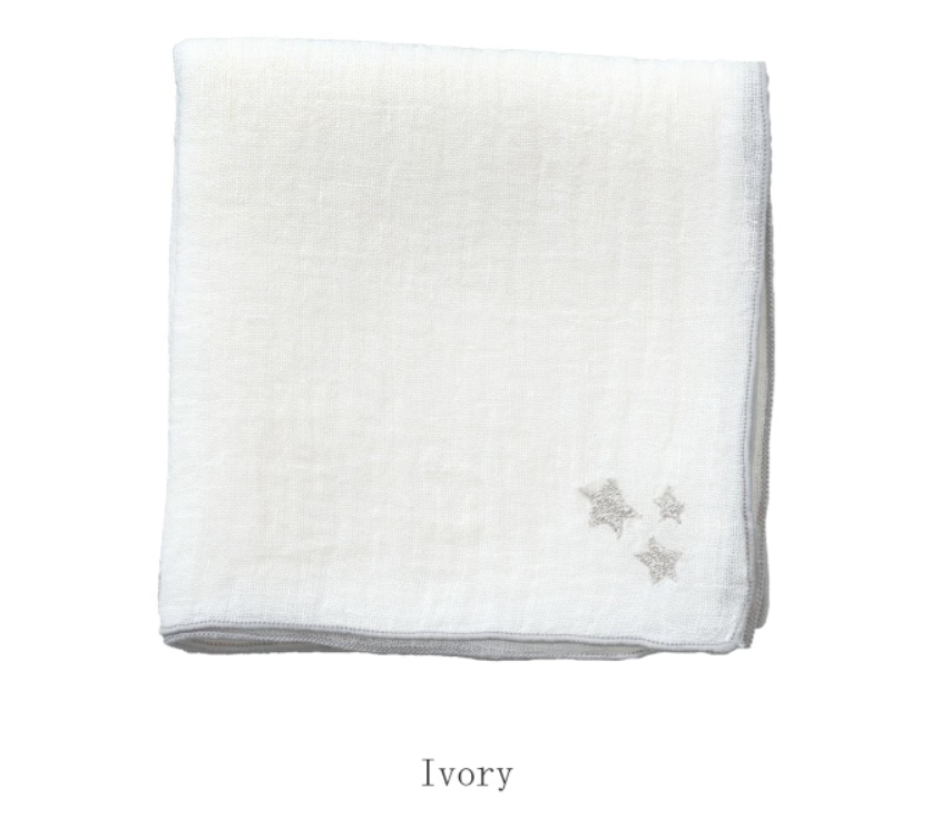 ハグ オー ワー ホーム＆ガーデン　星型刺繍のリネンボイルハンカチ
